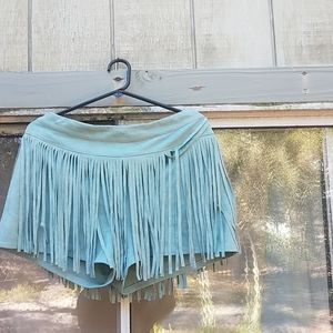 Mint Fringe Shorts